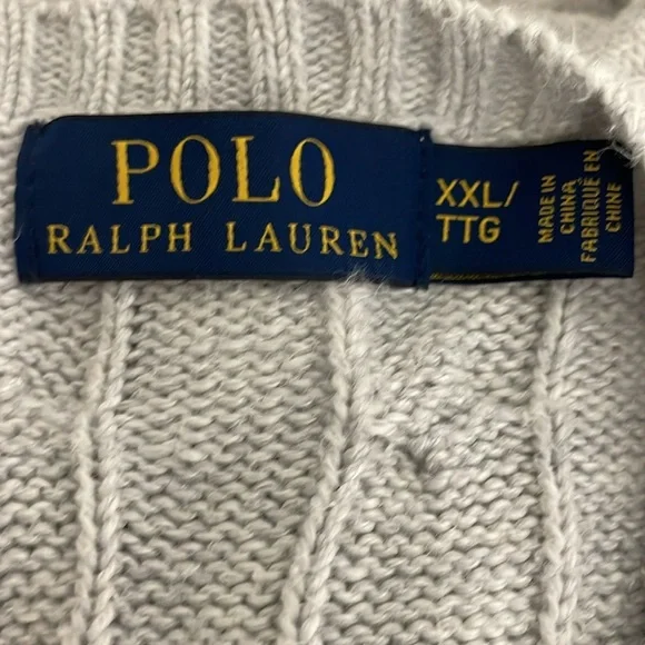POLO RALPH LAUREN Cotton Cable knit Pullover Crew Neck Men's Sweater size XXL - Picture 5 of 6